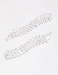 Silver Wavy Cubic Zirconia Vine Hair Clip Pack - link has visual effect only