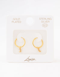 Gold Plated Sterling Silver Cubic Zirconia Oval Hoop Earrings - link has visual effect only