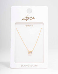 Gold Plated Sterling Silver Emerald Cut Pendant Necklace - link has visual effect only