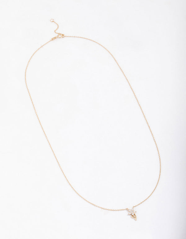 Gold Plated Sterling Silver Flower Stem Pendant Necklace
