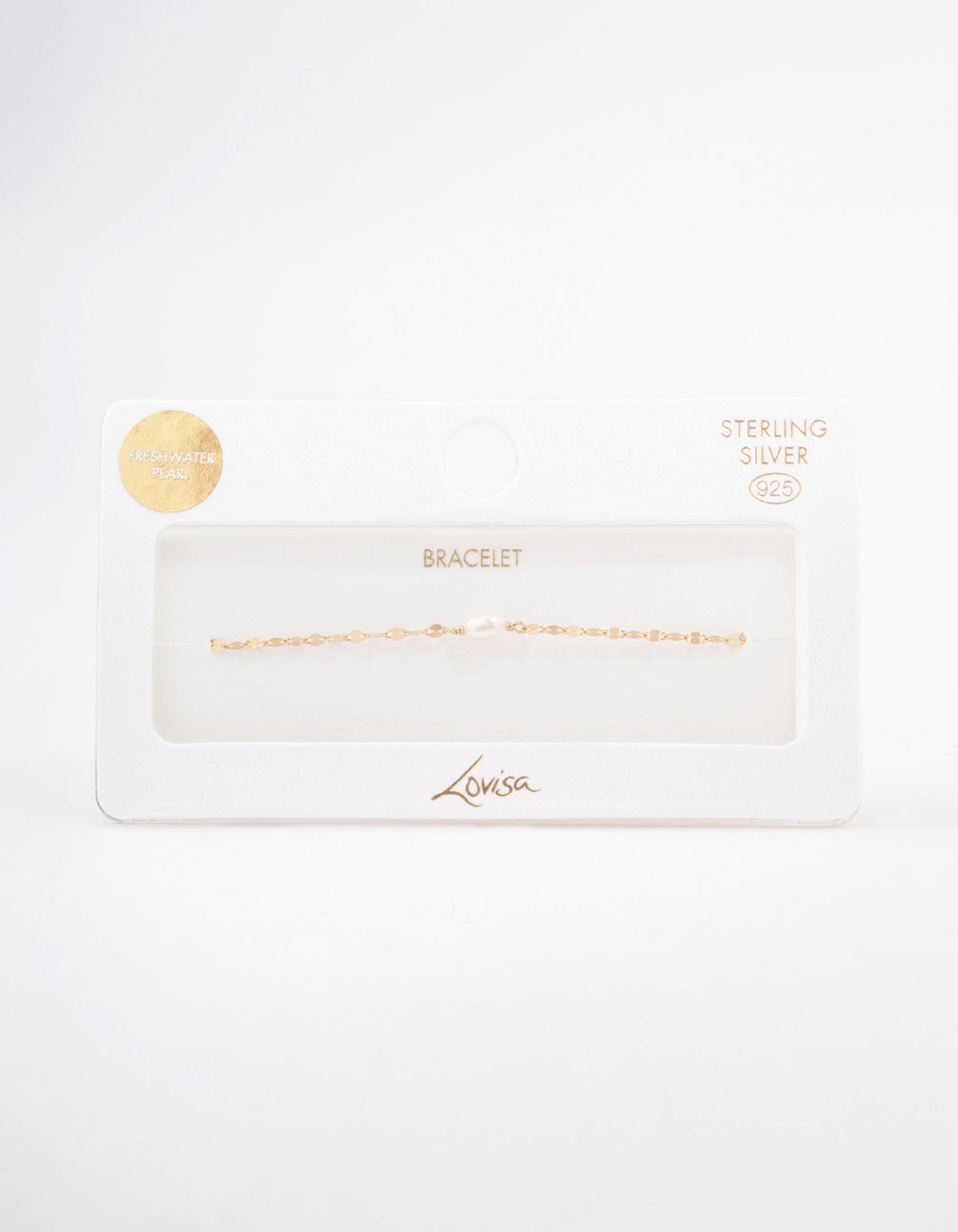 Gold Plated Sterling SIlver Freshwater Pearl Chain Bracelet