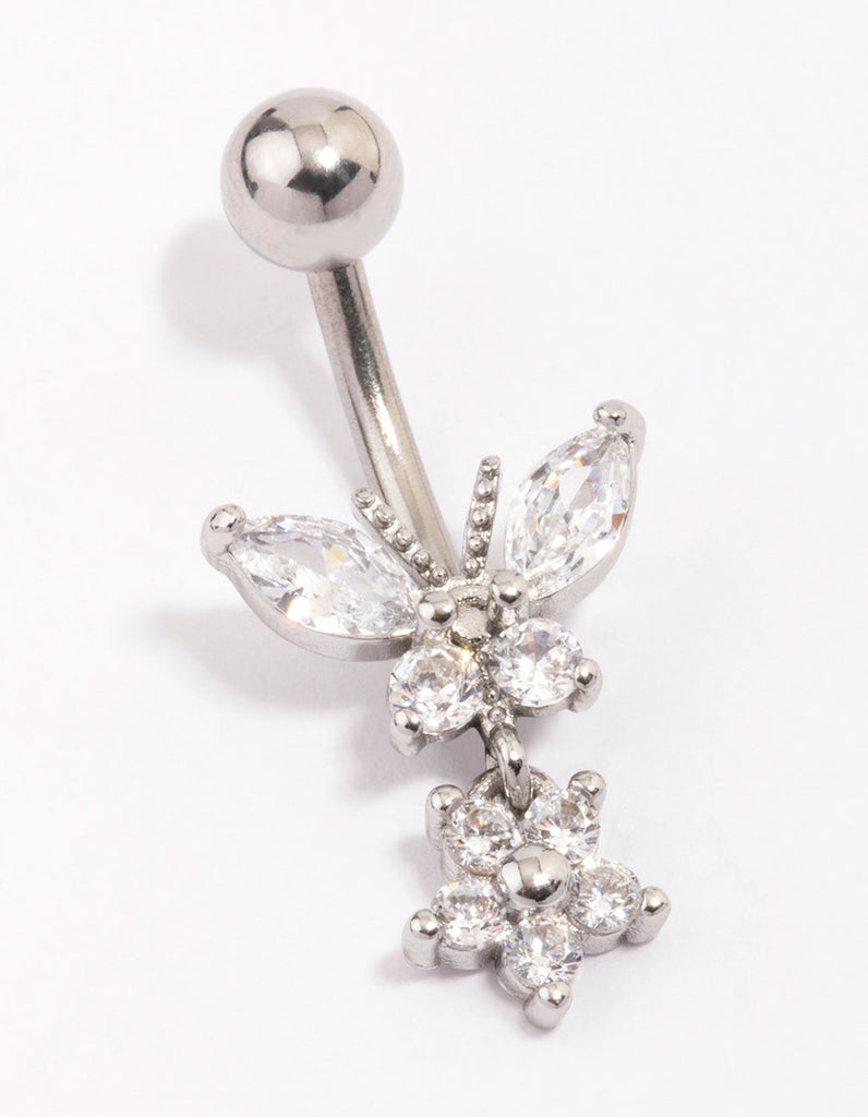 Surgical Steel Butterfly & Flower Belly Piercing Lovisa