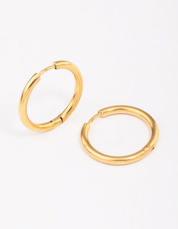 Gold Plated Surgical Steel Polished Hoop Earrings