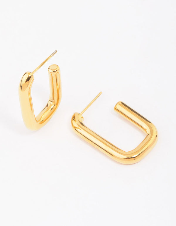 Gold Plated Surgical Steel Open Rectangular Hoop Earrings