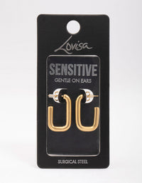Gold Plated Surgical Steel Open Rectangular Hoop Earrings - link has visual effect only