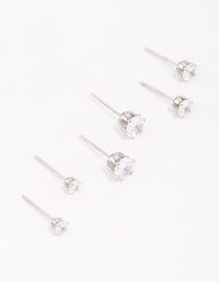 Surgical Steel Graduating Cubic Zirconia Stud Earring 3-Pack - link has visual effect only