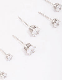 Surgical Steel Graduating Cubic Zirconia Stud Earring 3-Pack - link has visual effect only