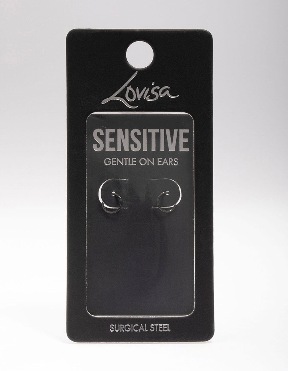 Black Surgical Steel Fine Sleeper Earrings 6mm