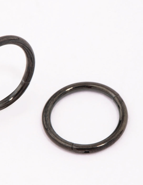 Black Surgical Steel Fine Sleeper Earrings 6mm