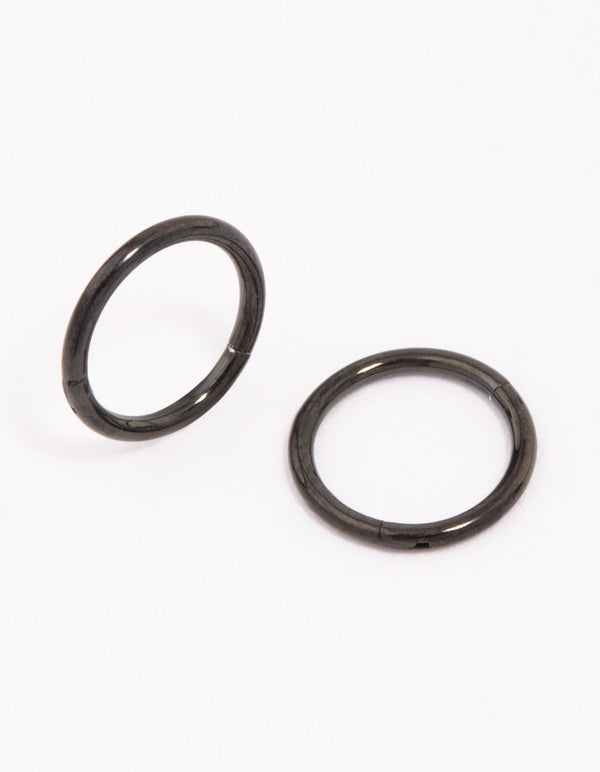 Black Surgical Steel Fine Sleeper Earrings 6mm
