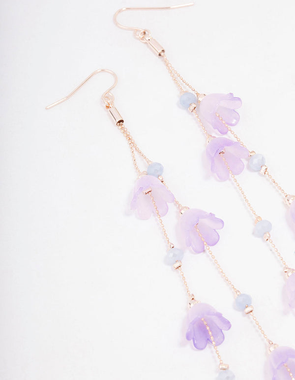 Rose Gold Lilac Butterfly Ombre Drop Earrings