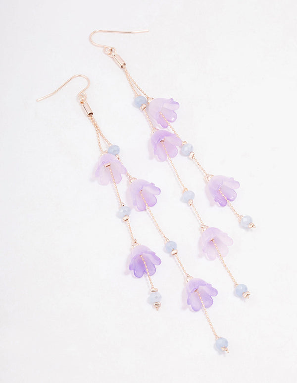 Rose Gold Lilac Butterfly Ombre Drop Earrings