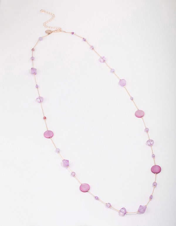 Rose Gold Round Purple Stone Necklace