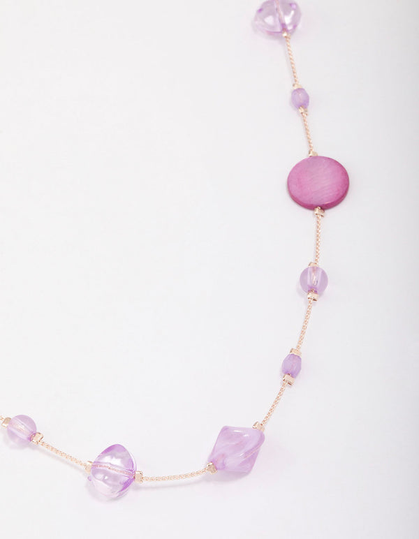 Rose Gold Round Purple Stone Necklace