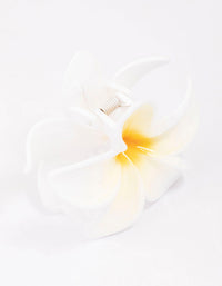 White Frangipani Flower Hair Claw Clip - link has visual effect only