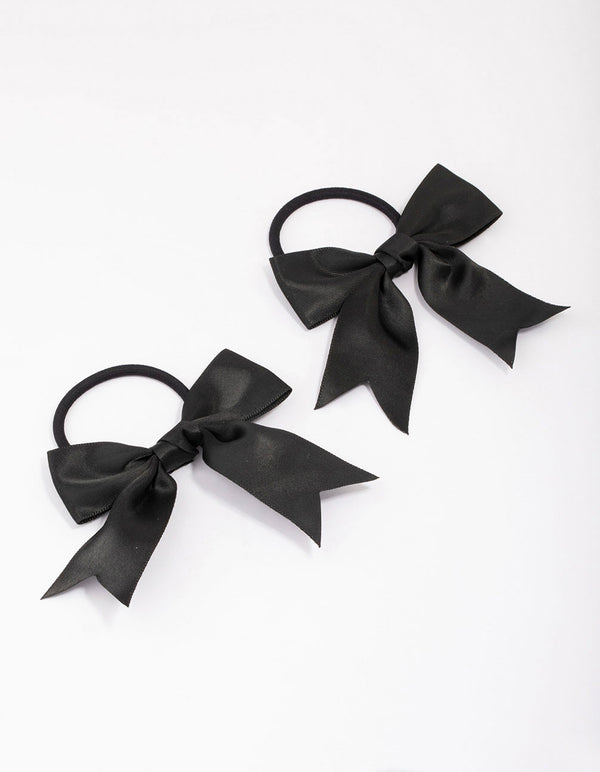 Black Medium Bow Hair Tie Pack