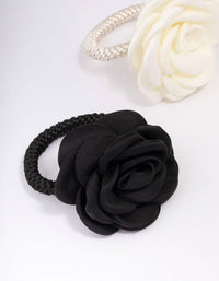 Black & Ivory Rosette Hair Tie Pack - link has visual effect only