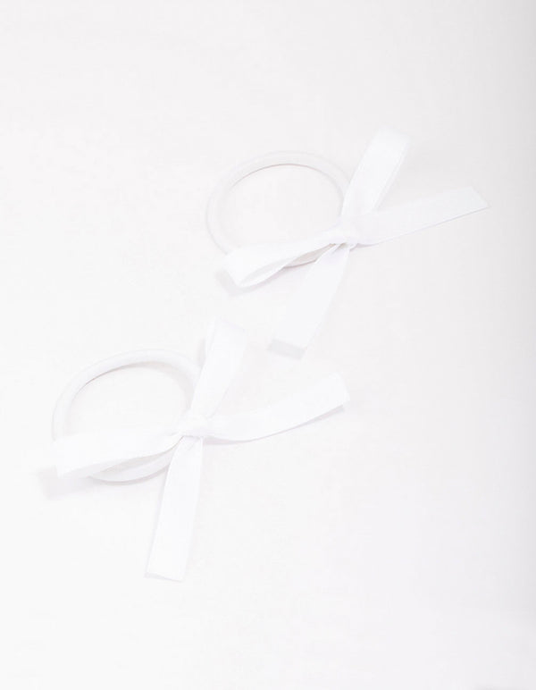 White Mini Bow Hair Tie Pack