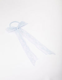 Blue Lace Bow Hair Tie - link has visual effect only