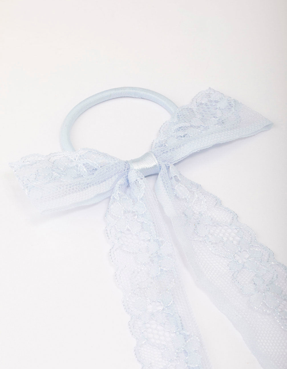Blue Lace Bow Hair Tie