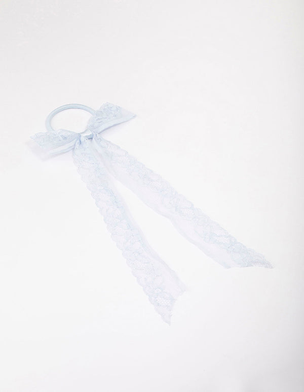 Blue Lace Bow Hair Tie