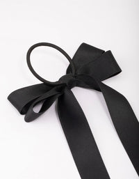 Large Silky Black Bow Hair Tie - link has visual effect only