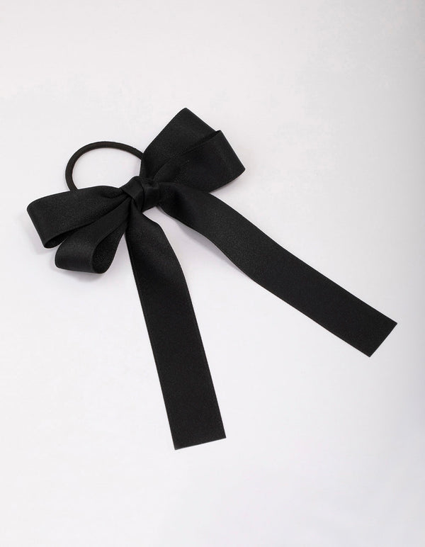 Large Silky Black Bow Hair Tie