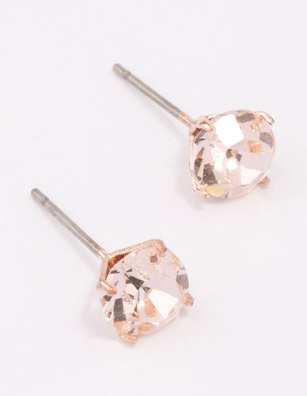 Rose Gold Pink Crystal Stud Earrings