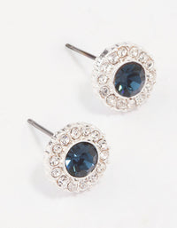 Silver Sapphire Crystal Halo Stud Earrings - link has visual effect only