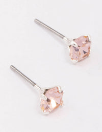 Silver Round Blush Crystal Stud Earrings - link has visual effect only