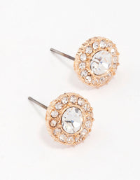 Gold Pear Crystal Halo Stud Earrings - link has visual effect only