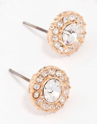 Gold Pear Crystal Halo Stud Earrings - link has visual effect only