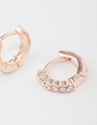 Rose Gold Crystal Huggie Hoop Earrings - link has visual effect only