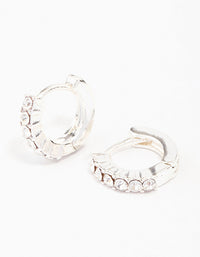Silver Crystal Huggie Hoop Earrings - link has visual effect only