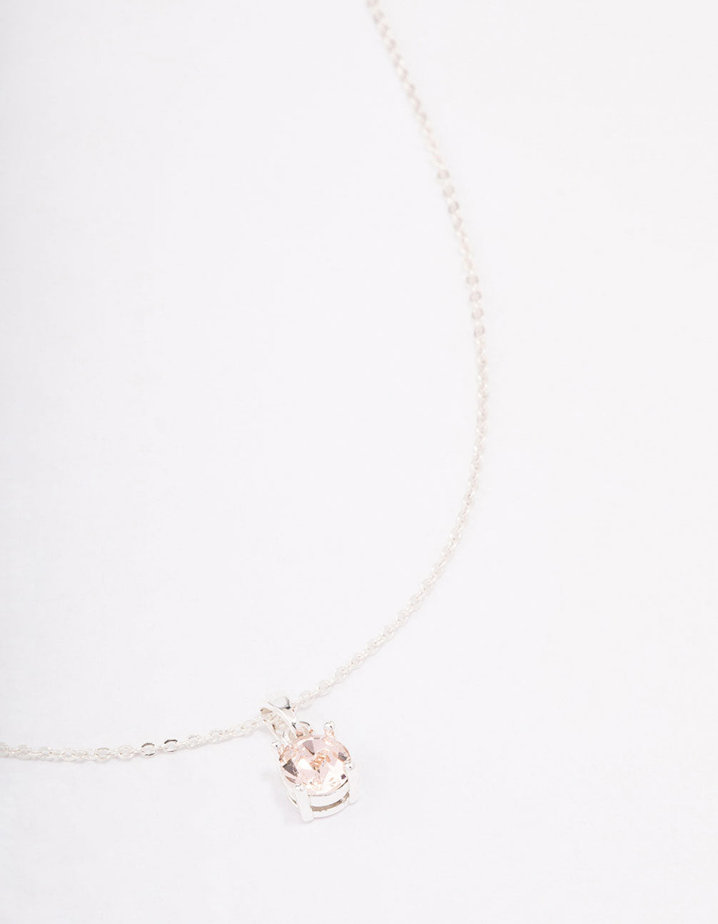Silver Pink Solitaire Crystal Pendant Necklace