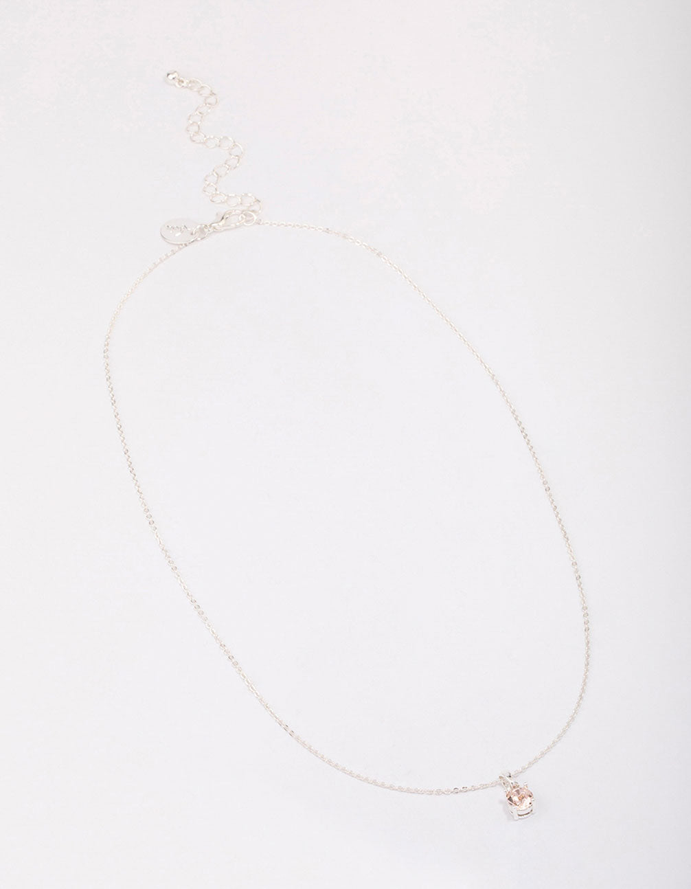 Silver Pink Solitaire Crystal Pendant Necklace