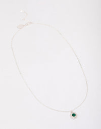 Silver Emerald Halo Pendant Necklace - link has visual effect only