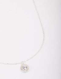 Silver Pear Crystal Halo Pendant Necklace - link has visual effect only
