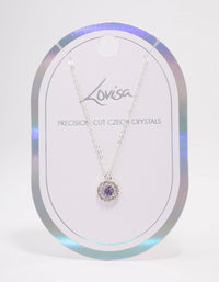 Silver Lilac Halo Crystal Pendant Necklace - link has visual effect only