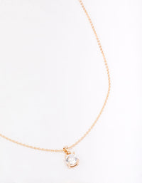 Gold Encased Crystal Solitaire Pendant Necklace - link has visual effect only