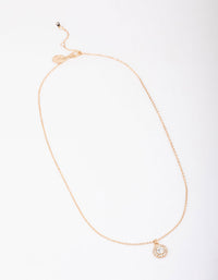 Gold Halo Crystal Pendant Necklace - link has visual effect only
