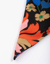Black Fabric Graphic Flower Bandana - link has visual effect only