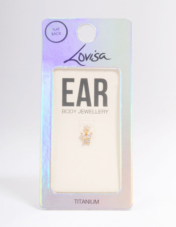 Gold Plated Titanium Cubic Zirconia Butterfly Drop Earring