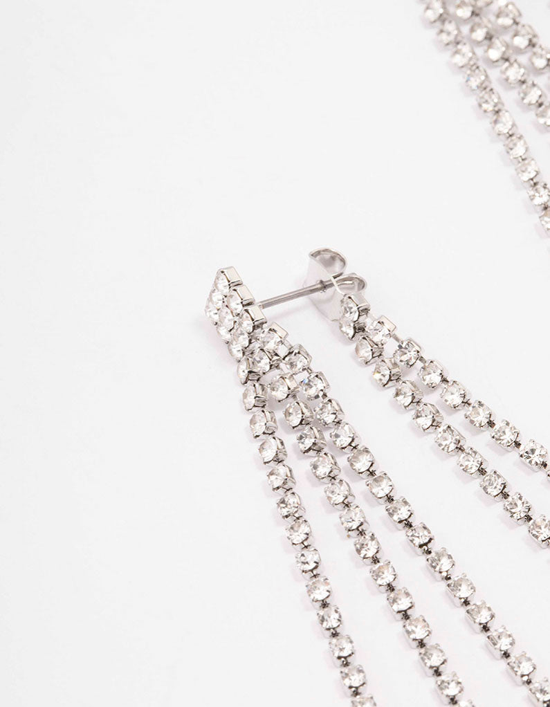 Silver Tassel Cup Chain Drop Earrings