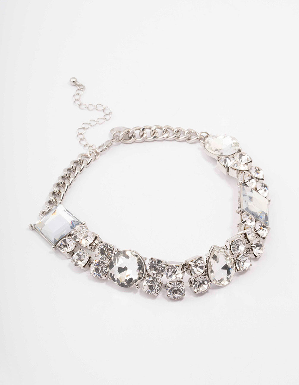 Silver Large Cluster Stone Choker