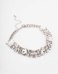 Silver Large Cluster Stone Choker - link has visual effect only