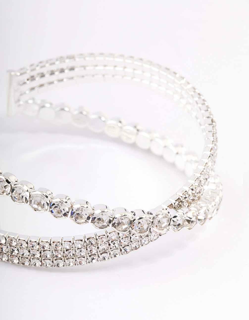 Silver Cluster Diamante Wrist Cuff