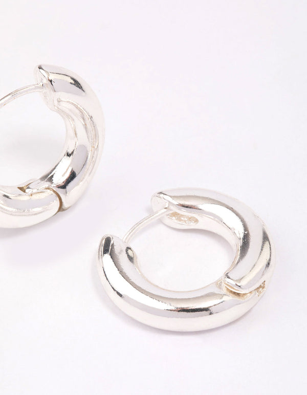 Silver Plain Clicker Hoop Earrings