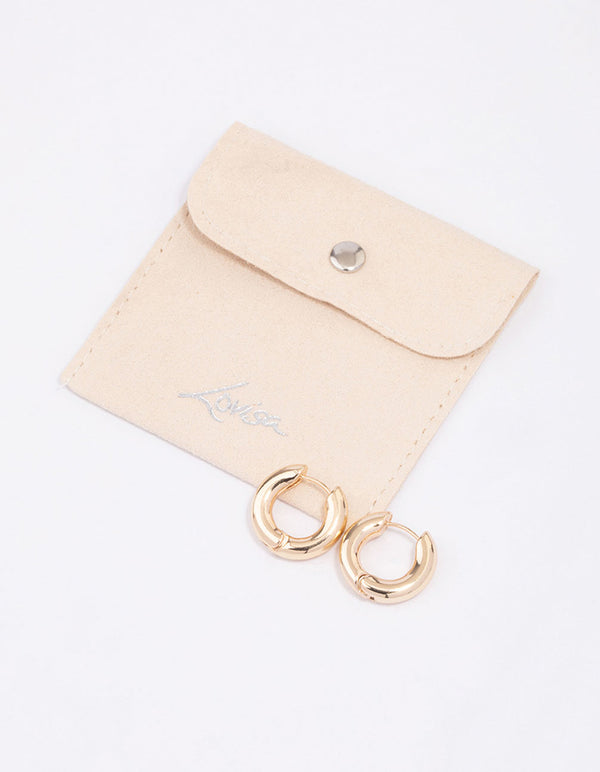 Gold Plain Clicker Hoop Earrings