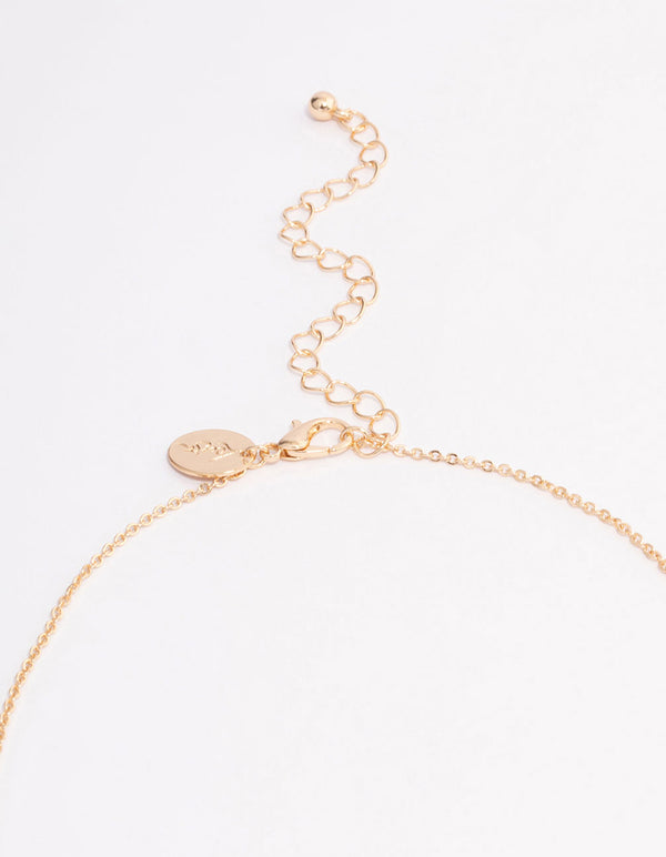 Gold Ornate Diamante Cross Pendant Necklace